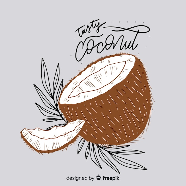 Fond de noix de coco dessiné à la main