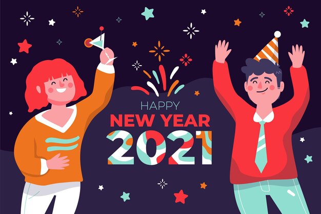 Fond de nouvel an 2021 dessiné à la main