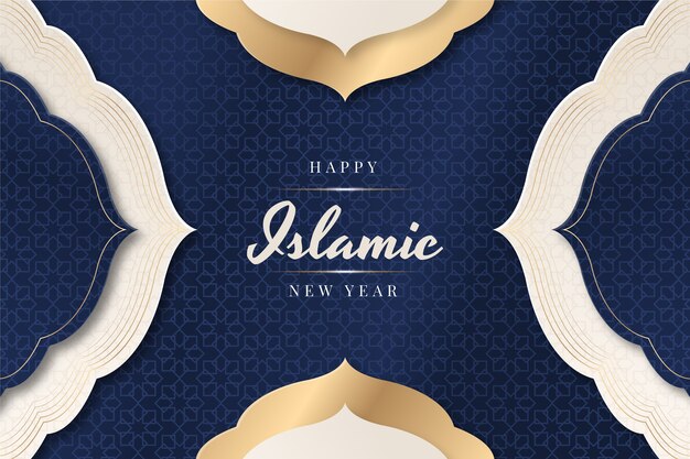 Fond de nouvel an islamique de style papier avec un design arabe