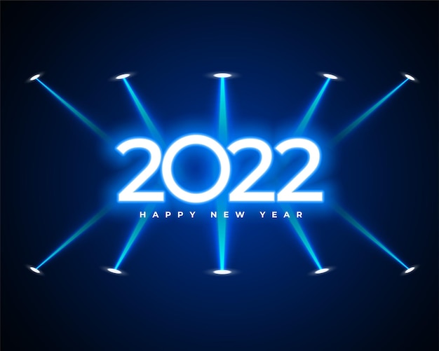 Fond de nouvel an style néon lumineux 2022 avec spots