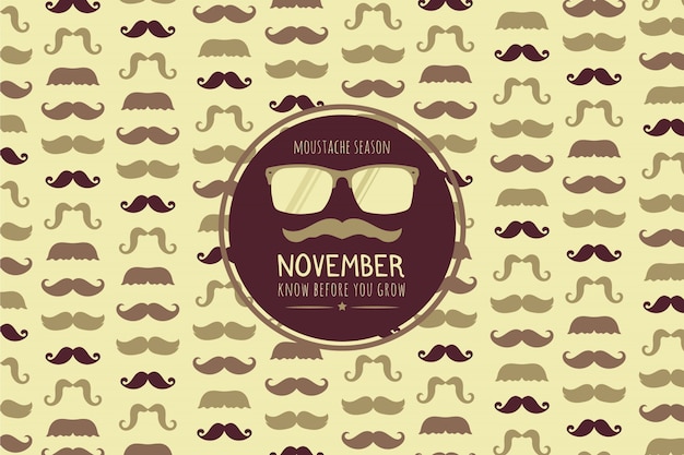 Vecteur gratuit fond de novembre avec différents types de moustaches