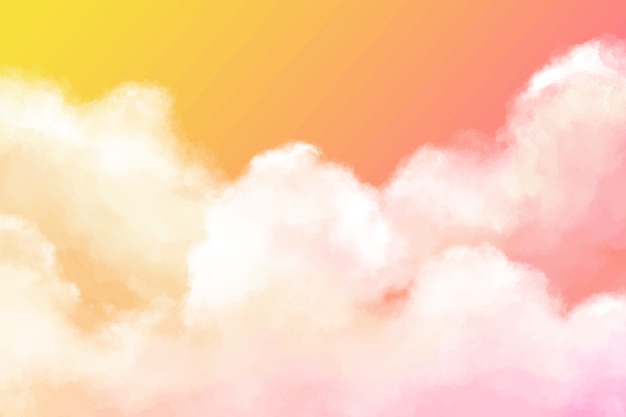 Fond de nuages de coton de sucre jaune aquarelle