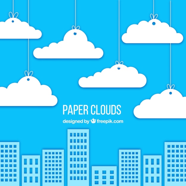 Vecteur gratuit fond avec des nuages ​​de papier