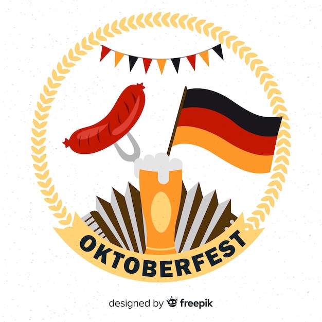 Vecteur gratuit fond oktoberfest avec de la bière et des saucisses