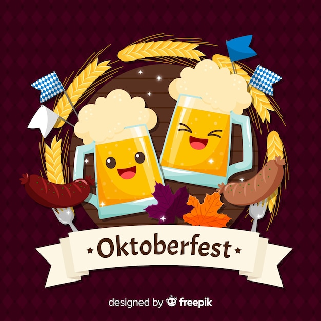 Fond Oktoberfest Avec Des Bières Heureuses