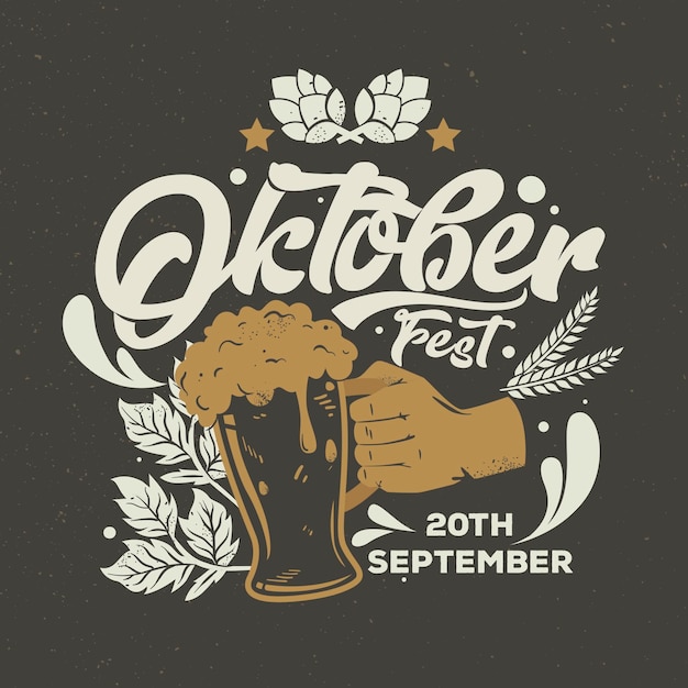 Fond Oktoberfest Vintage Avec Pinte