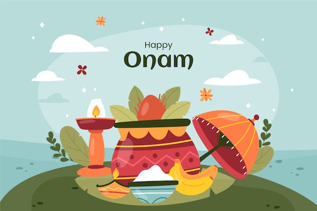 Vecteur gratuit fond d'onam dessiné à la main