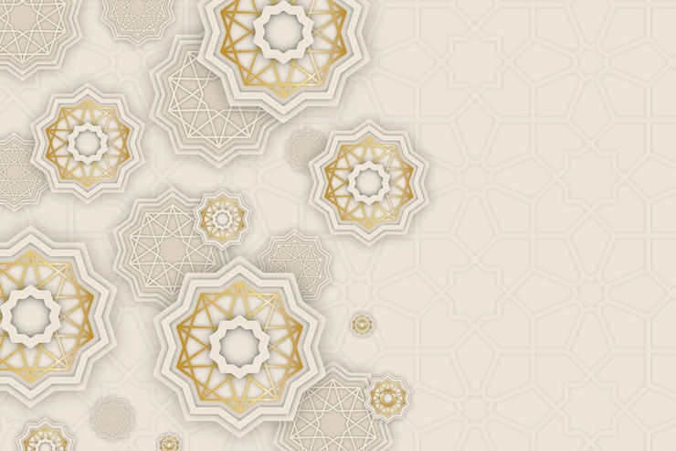 Vecteur gratuit fond ornemental arabe en trois dimensions réaliste