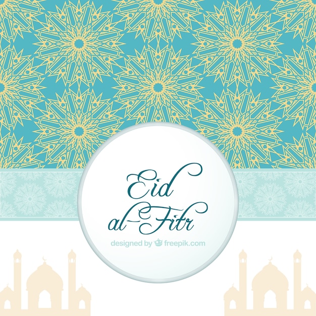 Vecteur gratuit fond ornemental de eid al-fitr avec des formes abstraites