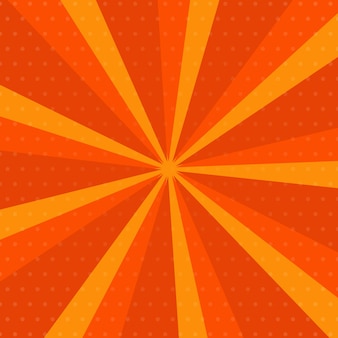 Fond de page de bande dessinée orange dans un style pop art avec un espace vide. modèle avec des rayons, des points et une texture effet demi-teinte. illustration vectorielle