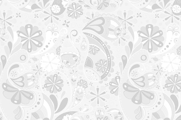 Fond paisley esthétique, motif abstrait en vecteur blanc