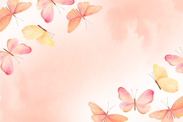 Vecteur gratuit fond de papillon coloré aquarelle