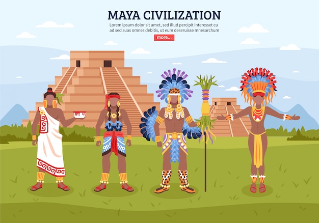 Vecteur gratuit fond de paysage de civilisation maya
