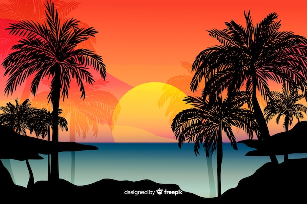 Fond de paysage coucher de soleil plage