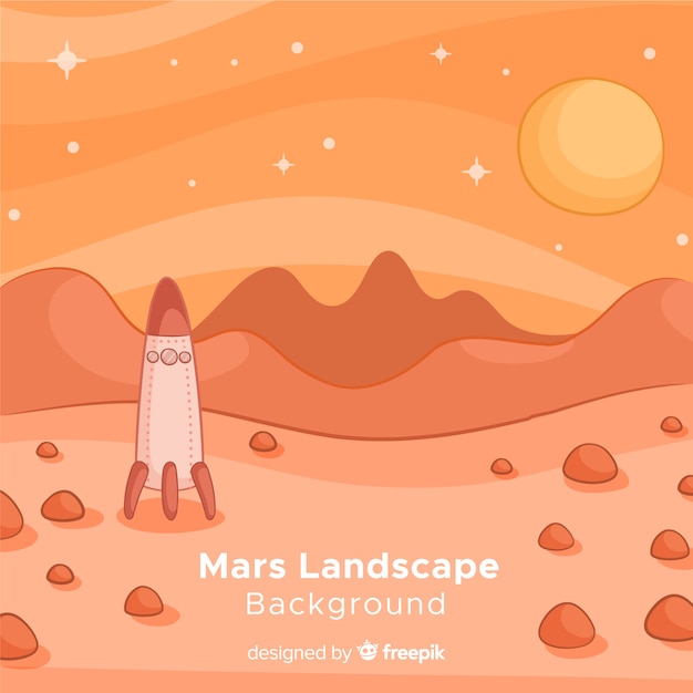 Vecteur gratuit fond de paysage dessiné mars à la main