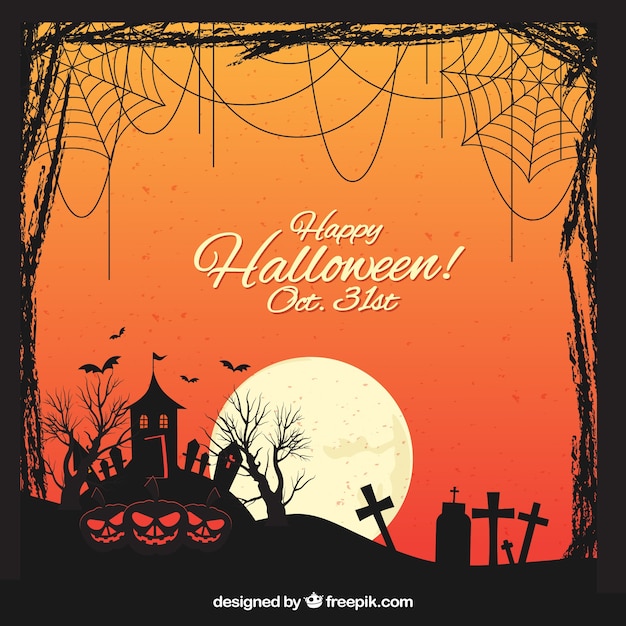 Fond De Paysage De Halloween Avec La Lune