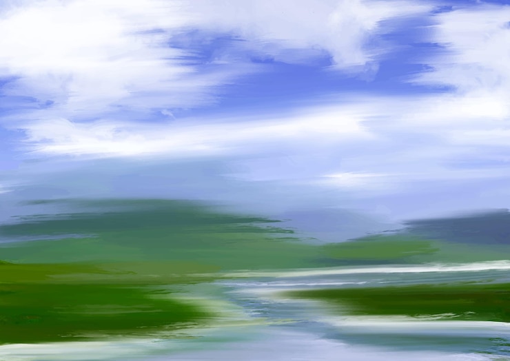 Vecteur gratuit fond de paysage de peinture à l'huile abstraite peinte à la main