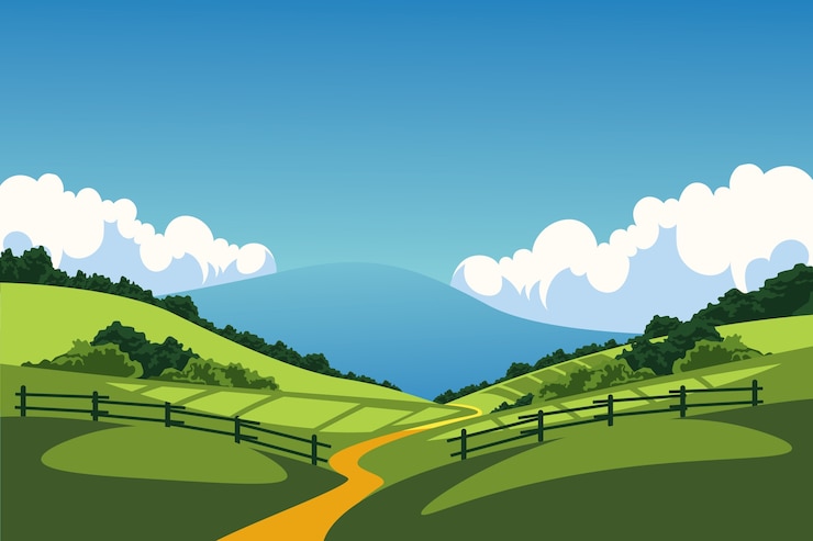 Vecteur gratuit fond de paysage rural dessiné à la main