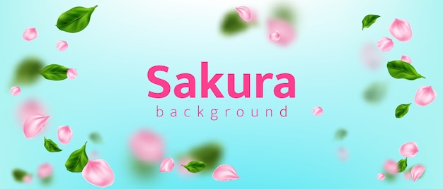 Vecteur gratuit fond de pétales de fleurs de sakura réaliste