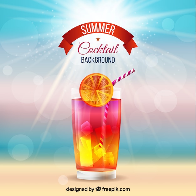 Fond De Plage Défroché Avec Cocktail