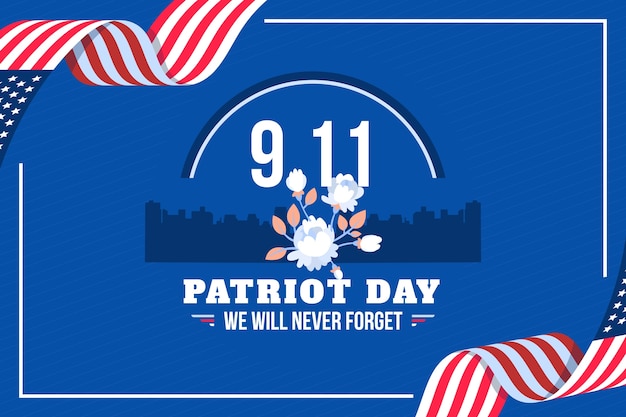 Vecteur gratuit fond plat 9 11 patriot day