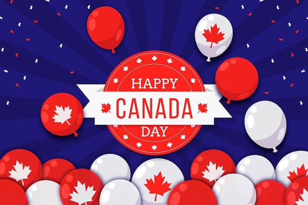 Fond plat de ballons de fête du canada