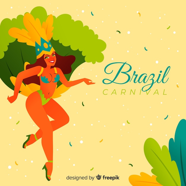 Vecteur gratuit fond plat de carnaval brésilien