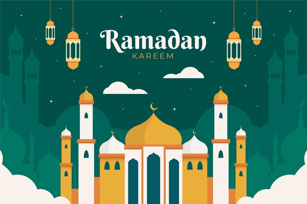 Fond plat de célébration du ramadan