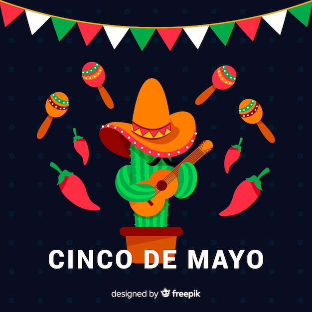 Vecteur gratuit fond plat de cinco de mayo