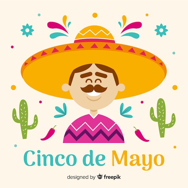 Vecteur gratuit fond plat de cinco de mayo