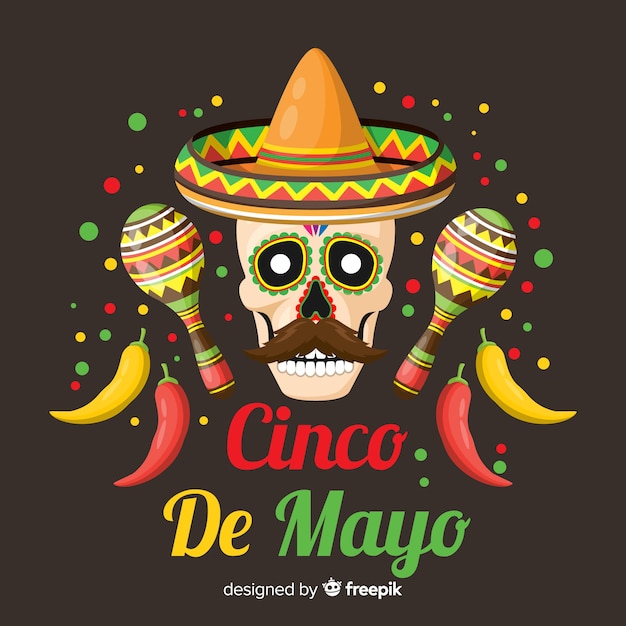 Vecteur gratuit fond plat de cinco de mayo