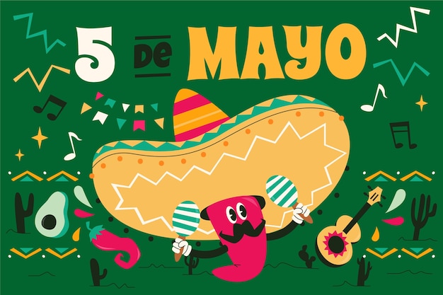 Vecteur gratuit fond plat de cinco de mayo