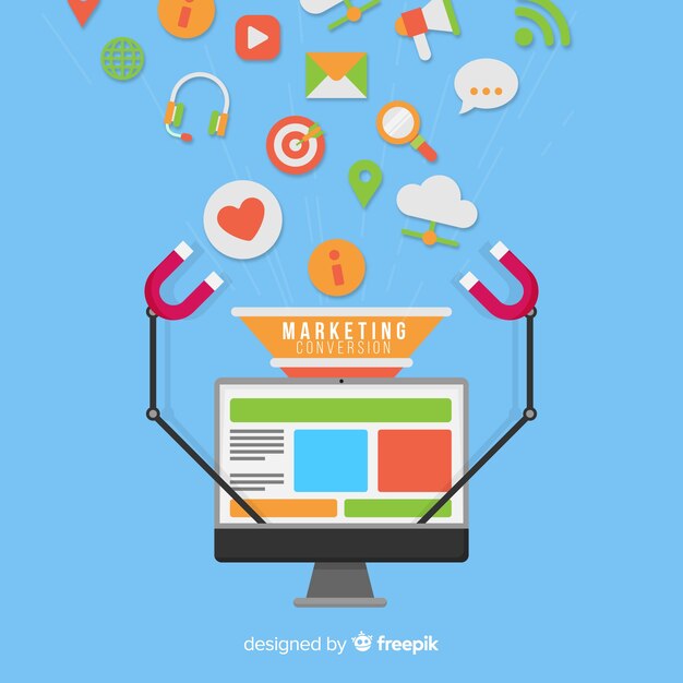 Fond plat de conversion marketing