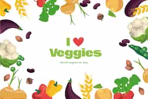 Vecteur gratuit fond plat dessiné à la main de la journée mondiale des végétariens
