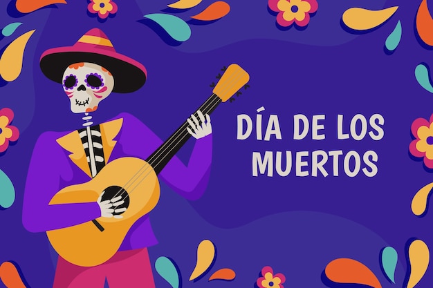 Vecteur gratuit fond plat día de muertos