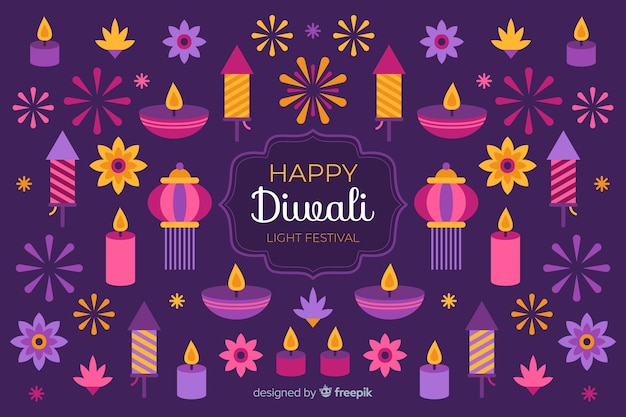 Fond Plat De Diwali Et Variété De Bougies