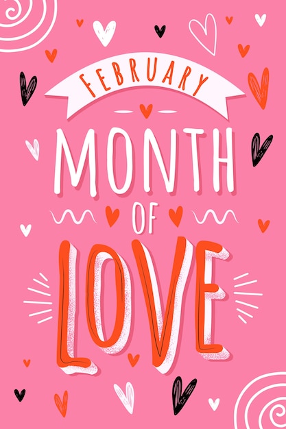 Fond plat du mois de février de l'amour