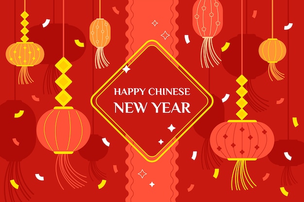 Vecteur gratuit fond plat du nouvel an chinois