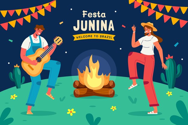 Vecteur gratuit fond plat festas juninas