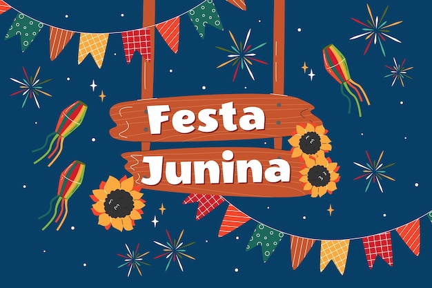 Vecteur gratuit fond plat festas juninas