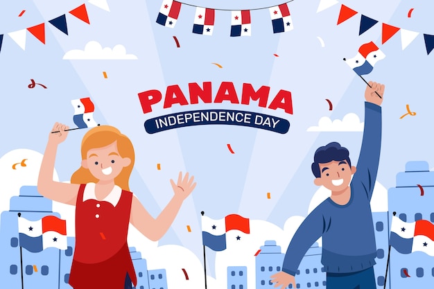 Vecteur gratuit fond plat de la fête de l'indépendance du panama