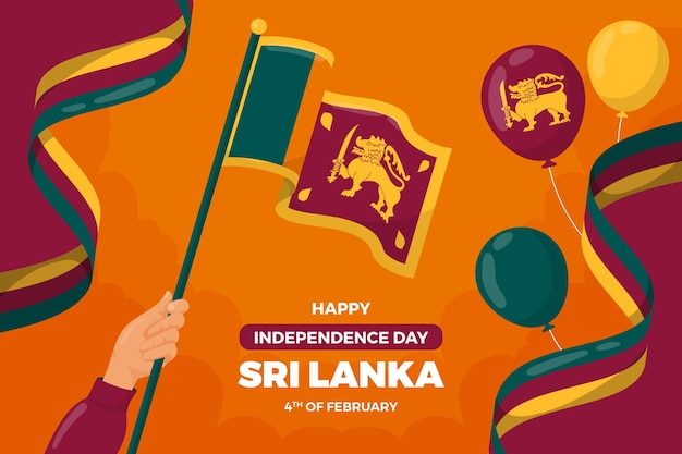 Vecteur gratuit fond plat de la fête de l'indépendance du sri lanka
