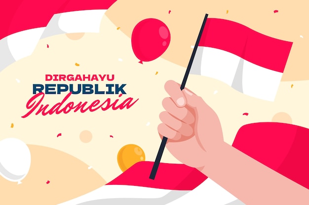 Vecteur gratuit fond plat de la fête de l'indépendance de l'indonésie