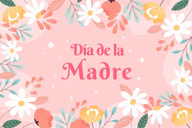 Vecteur gratuit fond plat de fête des mères en espagnol