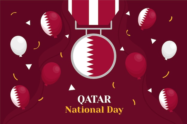 Vecteur gratuit fond plat de la fête nationale du qatar