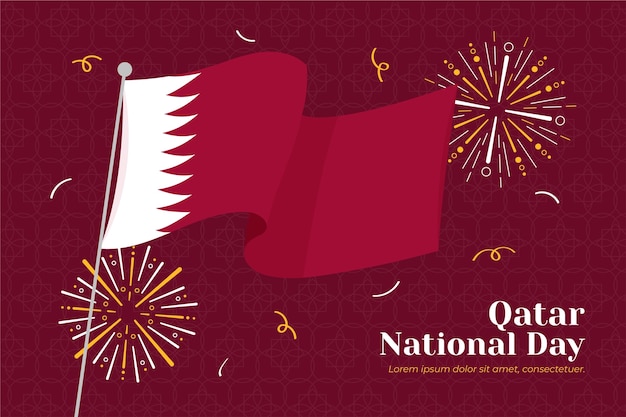 Vecteur gratuit fond plat de la fête nationale du qatar