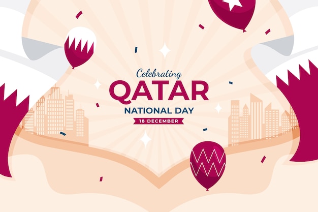 Vecteur gratuit fond plat de la fête nationale du qatar