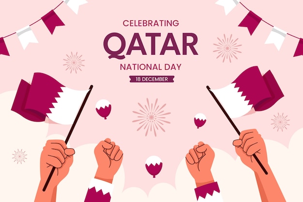 Vecteur gratuit fond plat de la fête nationale du qatar