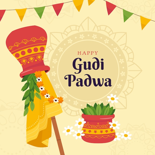 Vecteur gratuit fond plat gudi padwa