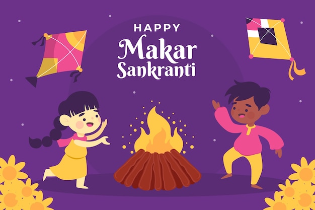 Fond Plat Heureux Makar Sankranti